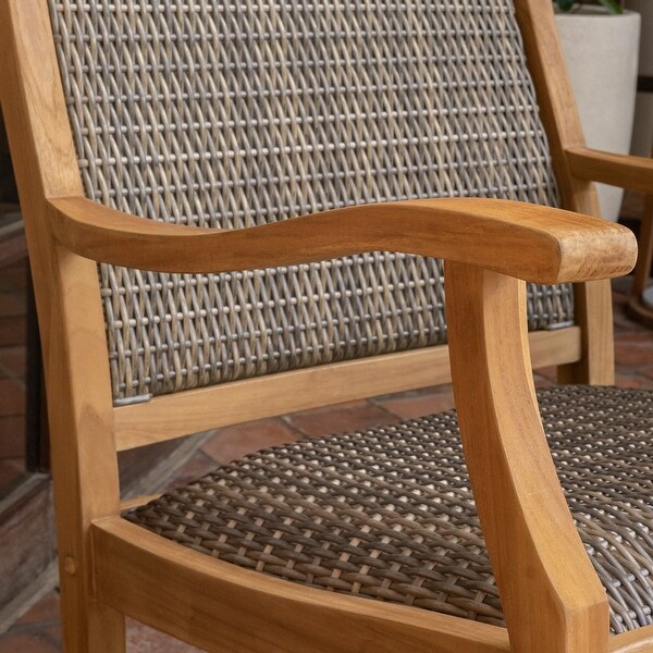 Cambridge Casual Dunham Solid Teak Wood Outdoor Wicker Rocking Chair