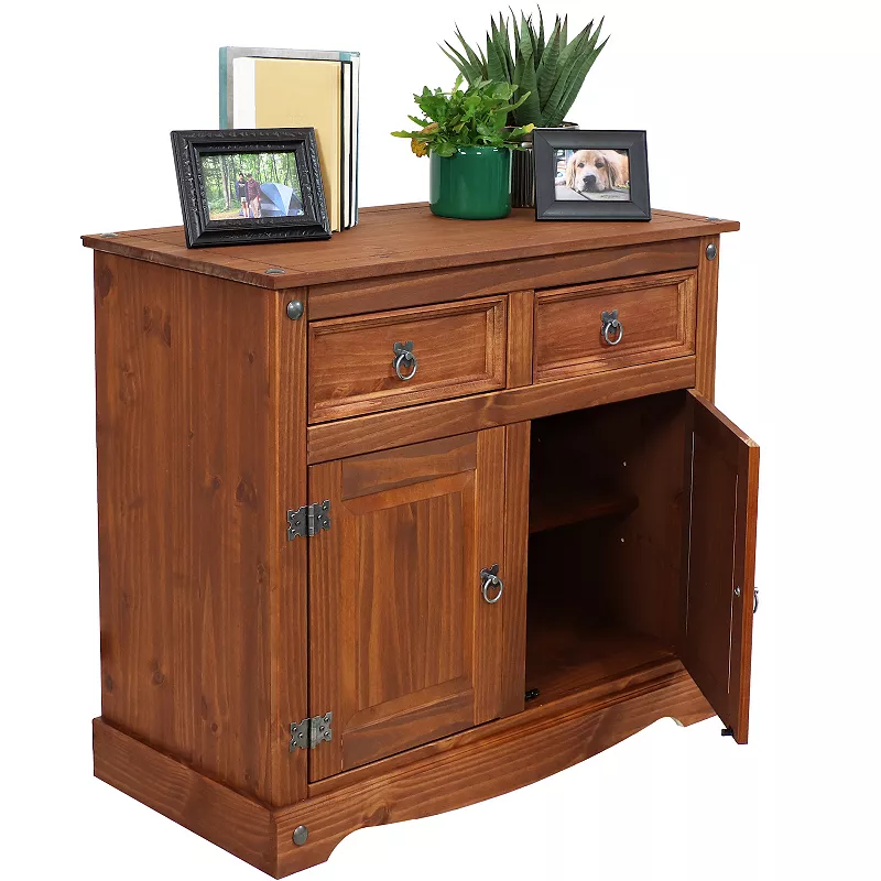 Solid Pine Sideboard with 2 Drawers and 2 Doors