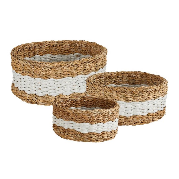 47th   Main CMR393 White Stripe Round   Set of 3