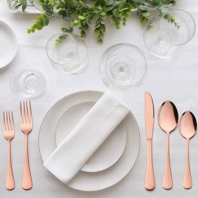 48-Piece Copper and Silverware Set