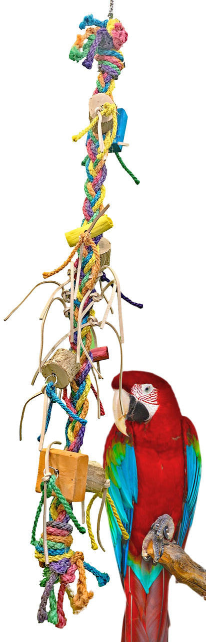 Bonka Bird Toys 3212 Mrs. Monster Braid Huge Bird Toy Parrot Cage African Grey Conure Macaw Amazon Pet