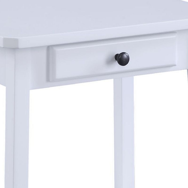 MDF Accent Table with 1 Drawer and Open Shelf， White