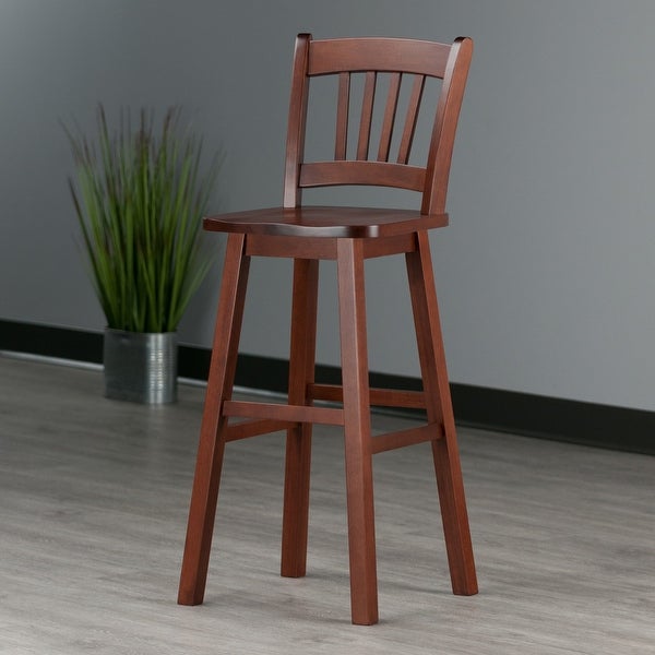 Fina Swivel Seat Bar Stool， Walnut - 16.38 x 18.82 x 43.68 inches