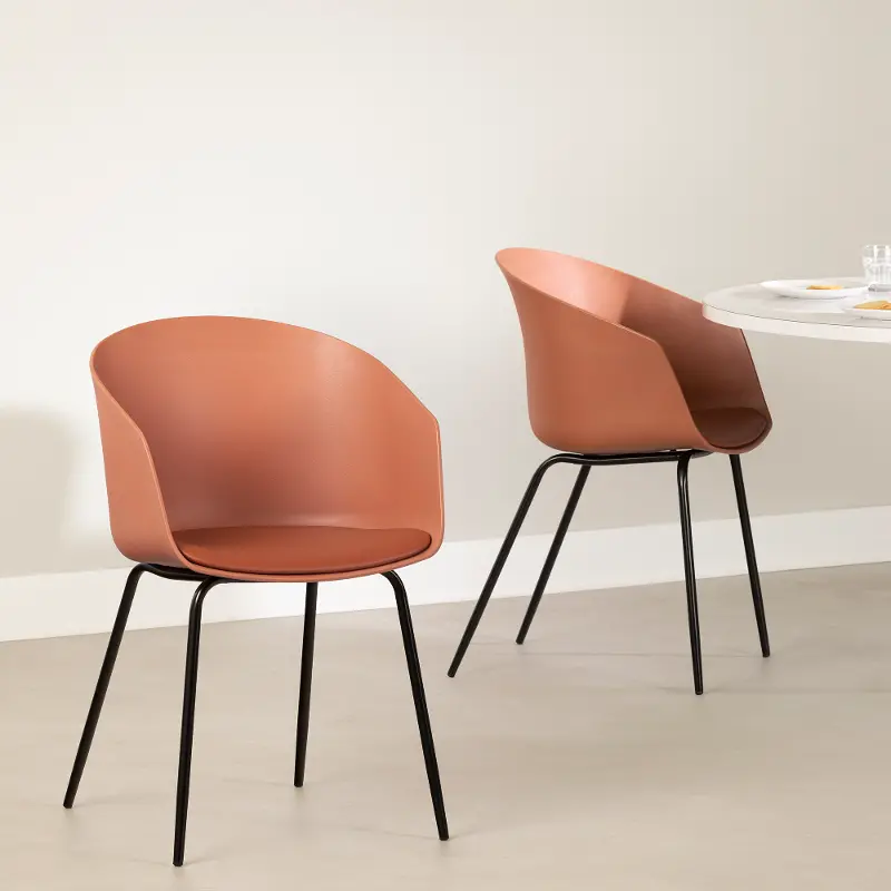 Flam Burnt Orange Chair Set with Black Metal Legs - South Shore