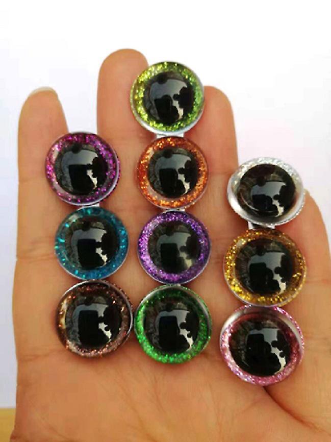 20pcs 3d Diy Glitter Safety Eyes For Crochet Toys Amigurumi Mixed Sizes Color Toy Doll 10/12/14/16/18/20/22/24mm Eyes