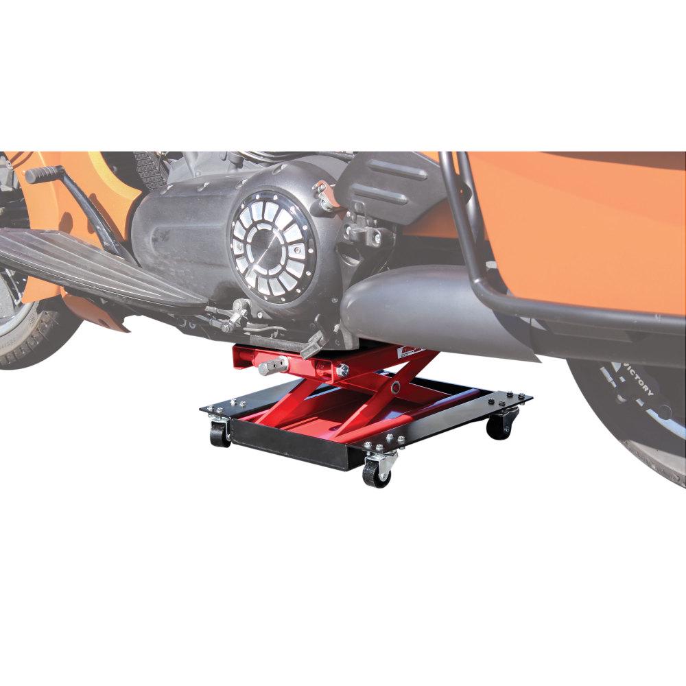 Extreme Max 5001.5059 Wide Motorcycle Scissor Jack with Dolly， 1100 lbs.