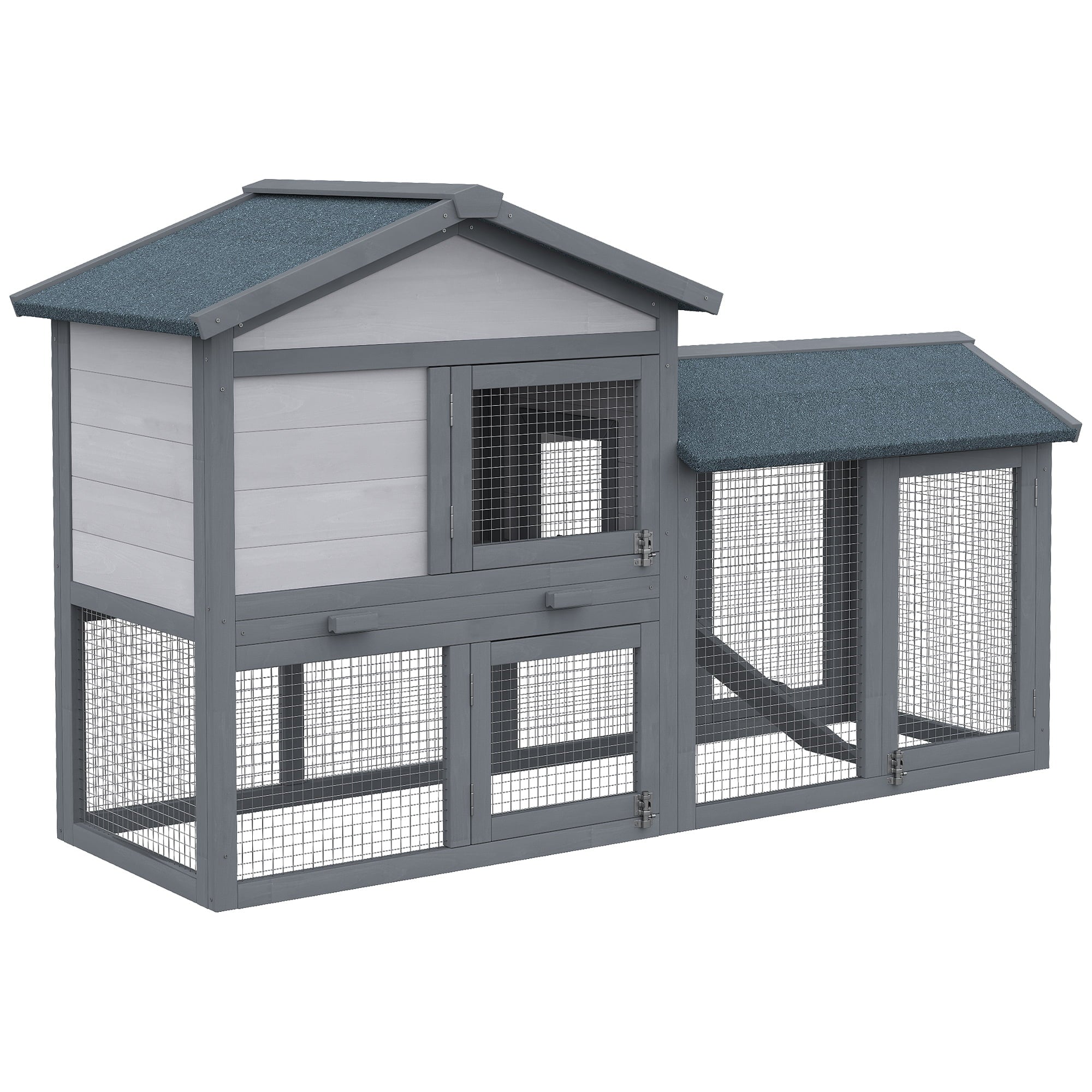 Pawhut Large Outdoor Raised Painted Deluxe Wood Rabbit Hutch Bunny Outdoor Animal Cage Enclosure with Run