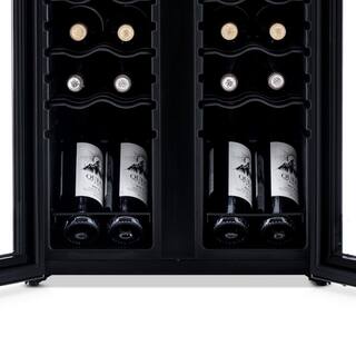 Newair 24 Bottle Wine Cooler Refrigerator Dual Temperature Zones Freestanding Wine Fridge with Stainless Steel French Door NWC024SSD0