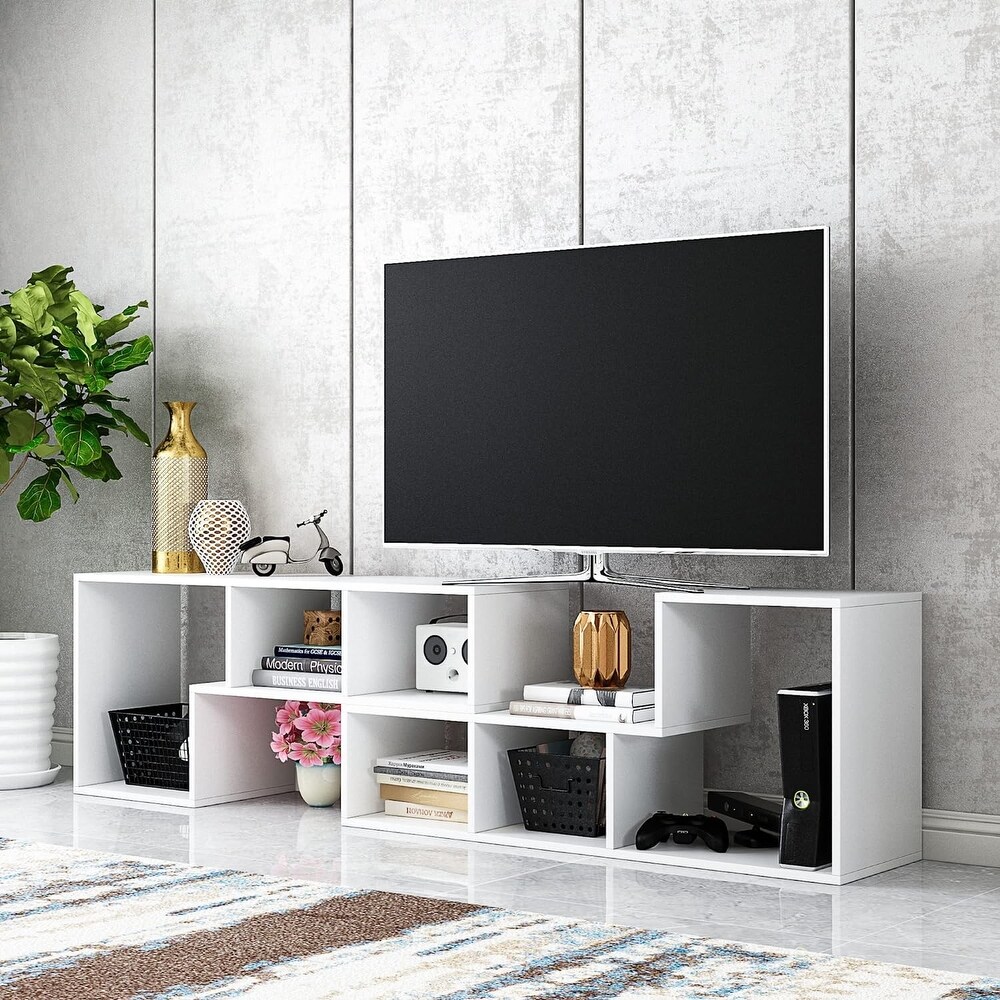 Grondin 2 Piece L Shaped TV Stand  Multi Functional Free Combination Media Console Bookshelf for Living Room Bedroom