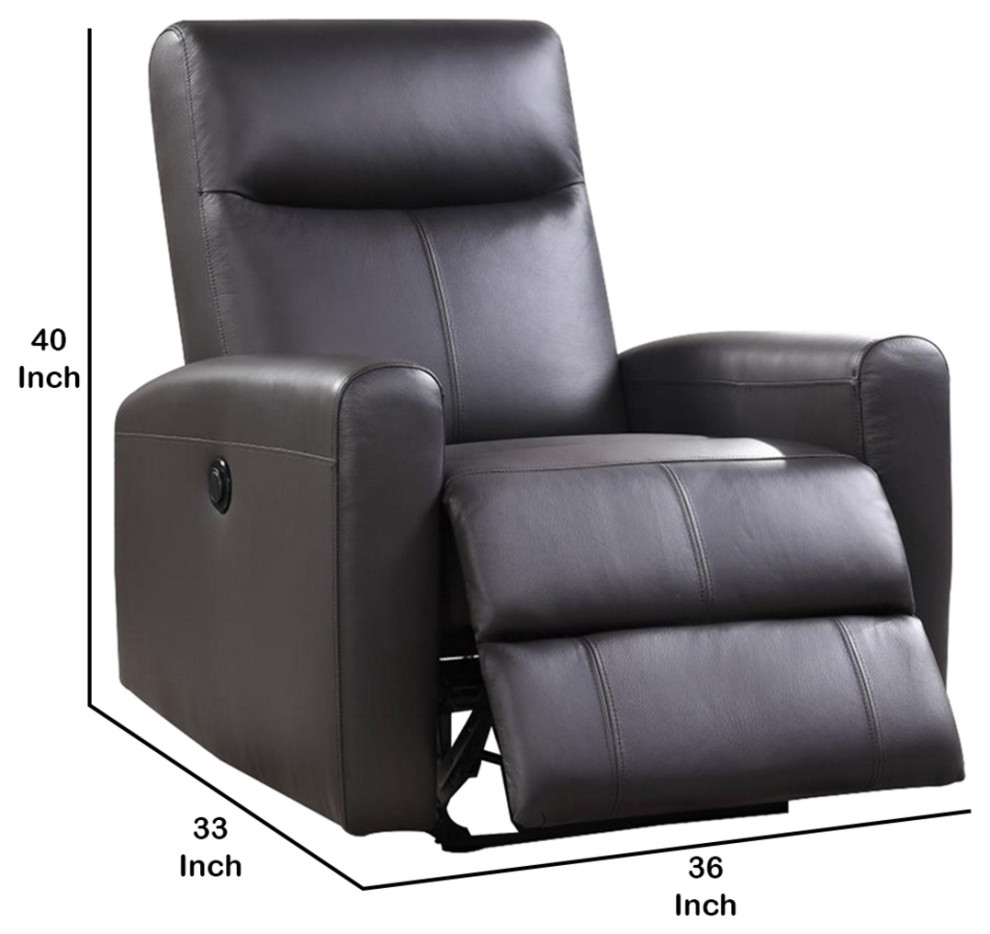 40 Inch Power Recliner Leatherette Sloped Armrest Tufted Back Gray   Contemporary   Recliner Chairs   by VirVentures  Houzz