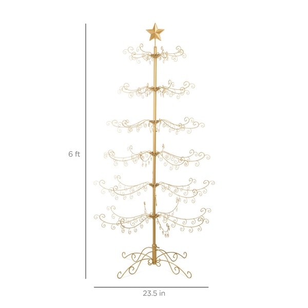 6ft Wrought Iron Ornament Display Christmas Tree w/Easy Assembly and Stand