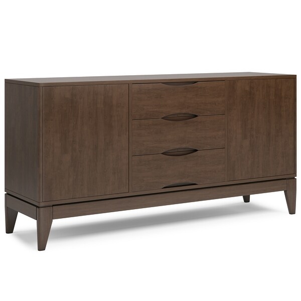 WYNDENHALL Pearson SOLID HARDWOOD 60 inch Wide Mid Century Design Sideboard Buffet in Walnut Brown - 17