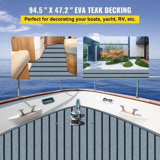 VEVOR 94.5 in. x 47.2 in. EVA Foam Faux Teak Boat Decking Sheet 5 mm Thick Non-Skid Self-Adhesive for Boat Flooring ZZDBSHJHTW240X120V0