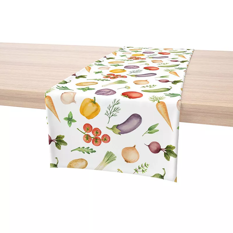 Table Runner， 100% Polyester， 12x72， Garden Vegetables