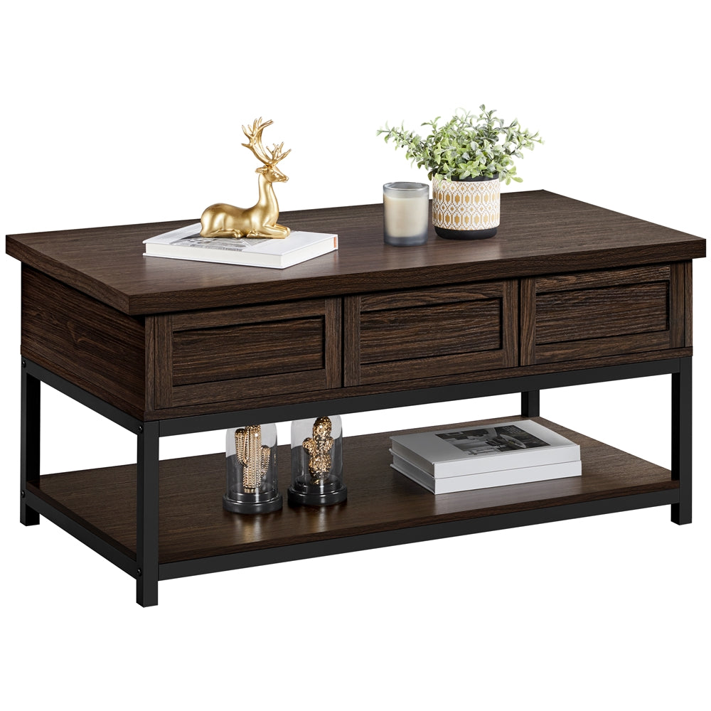 Alden Design Wooden Lift Top Coffee Table with Storage Shelf, Espresso