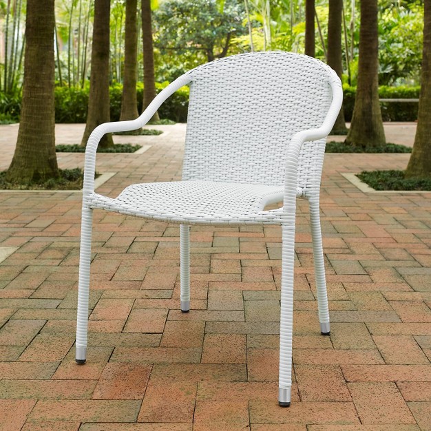 Palm Harbor 4pk Outdoor Wicker Stackable Chairs White Crosley