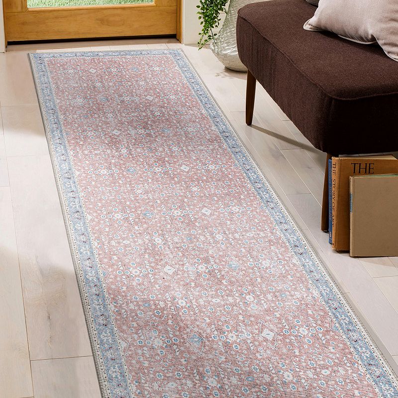 World Rug Gallery Transitional Bordered Floral Machine Washable Area Rug