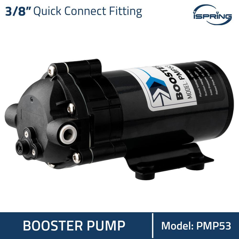 ISPRING PMP53 Booster Pump for RCS5T Reverse Osmosis Water Filtration System PMP500's Upgraded Version Pre-Wired Quick-Connect PMP53