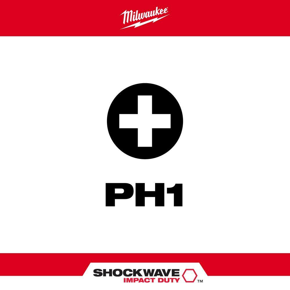 MW SHOCKWAVE Impact Duty 1 in. Phillips #1 Alloy Steel Insert Bit (2-Pack) 48-32-4411