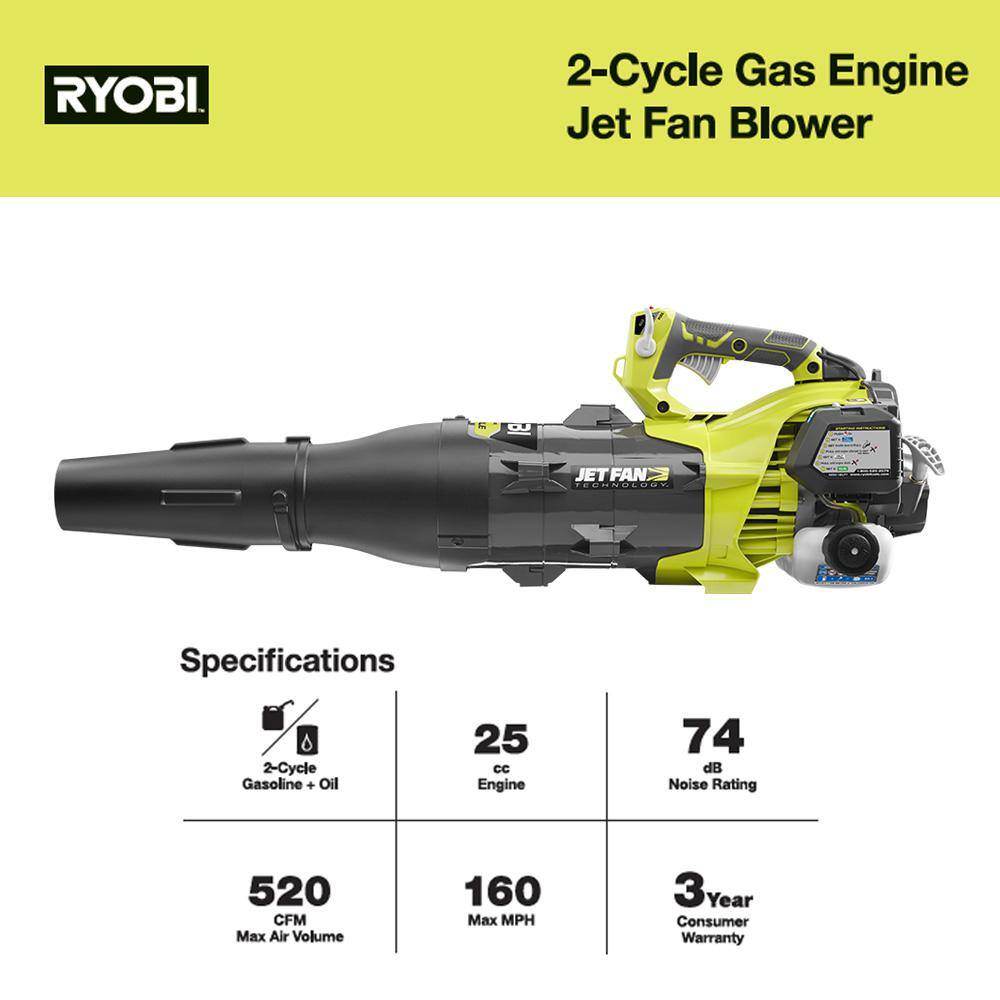 RYOBI 160 MPH 520 CFM 25cc Gas Jet Fan Blower RY25AXB