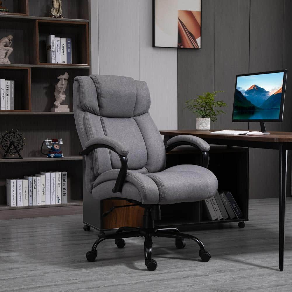 Vinsetto Light Grey, Big and Tall Executive Office Chair High Back Computer Desk Chair Ergonomic Swivel Chair with Linen Fabric 921-471LG