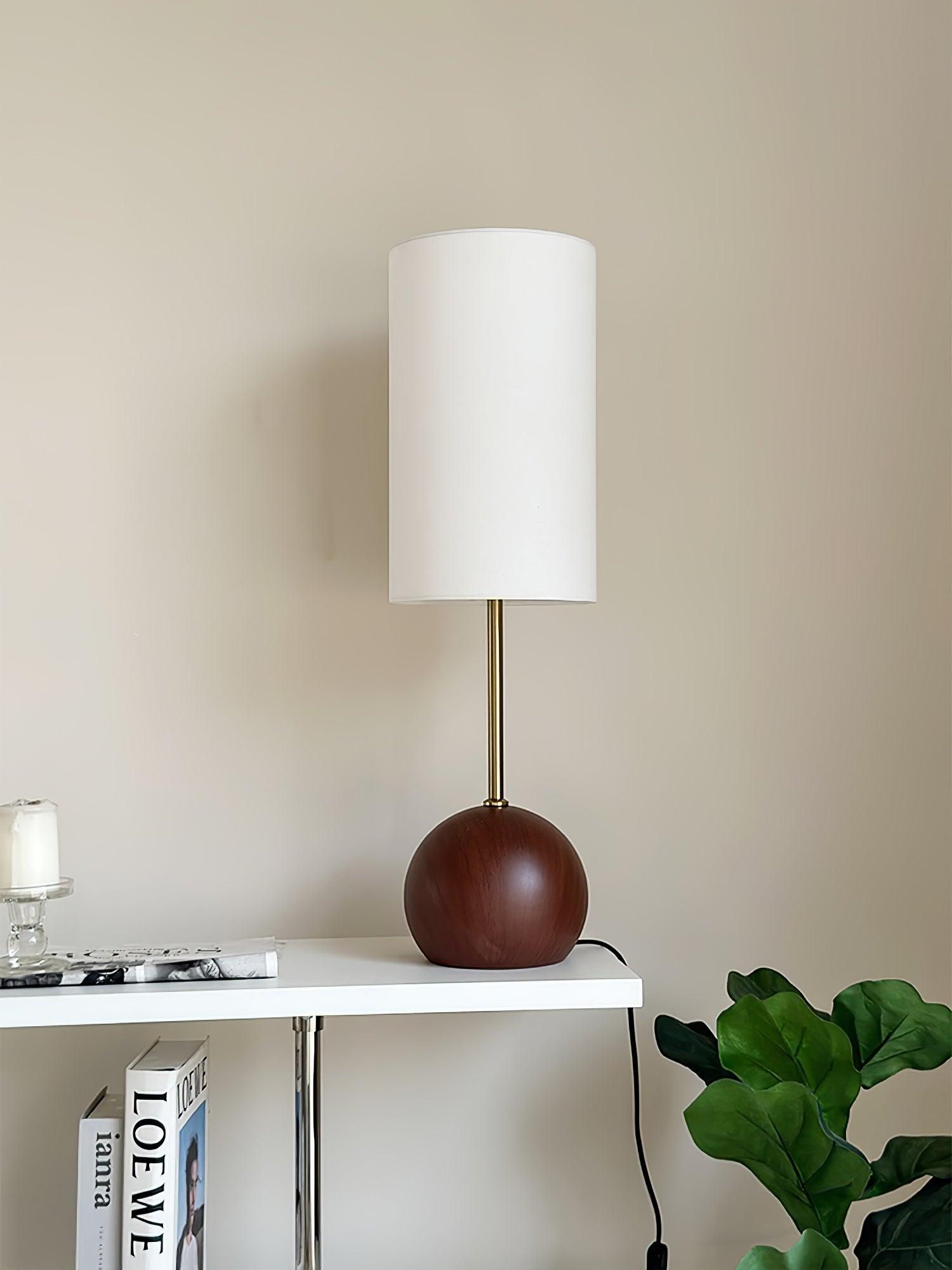 Orbis Wooden Sphere Table Lamp