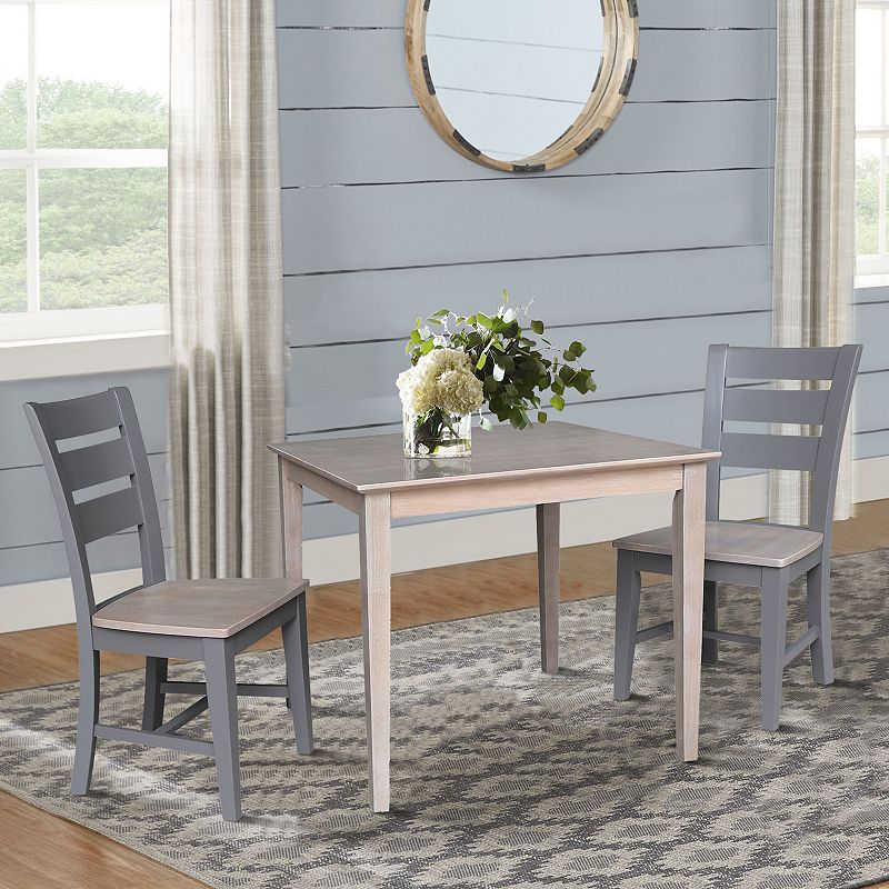 International Concepts Square Dining Table and Chairs 3-piece Set