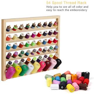 Oumilen 54-Spool Wall Mounted Wooden Sewing Thread Rack HT-BD005