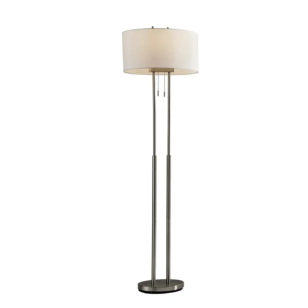 Strick and Bolton Lissie Brushed Steel Double Socket Floor Lamp