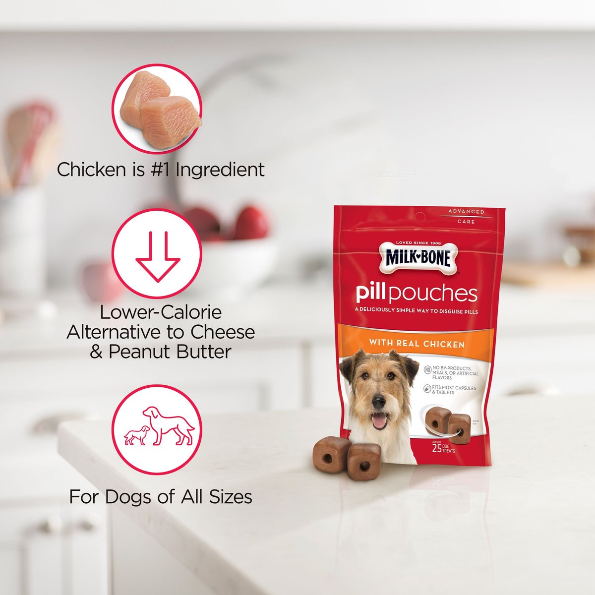 Milk-Bone Pill Pouches with Real Chicken Dog Treats