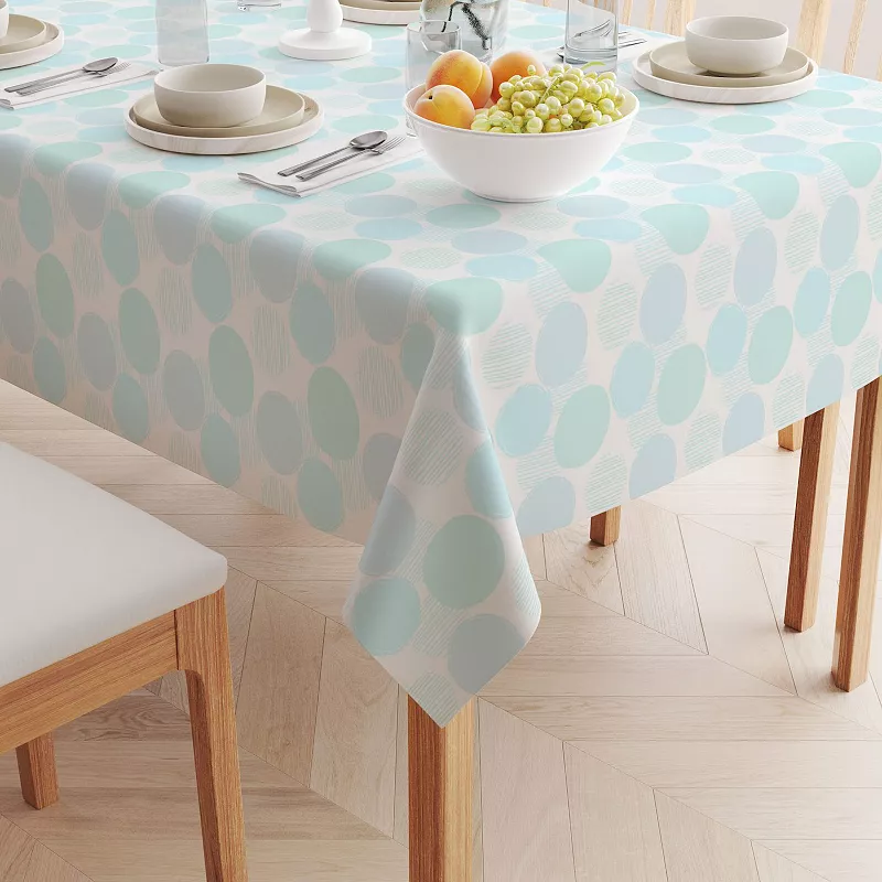 Square Tablecloth， 100% Polyester， 54x54， Blue Polka Dot Scribble