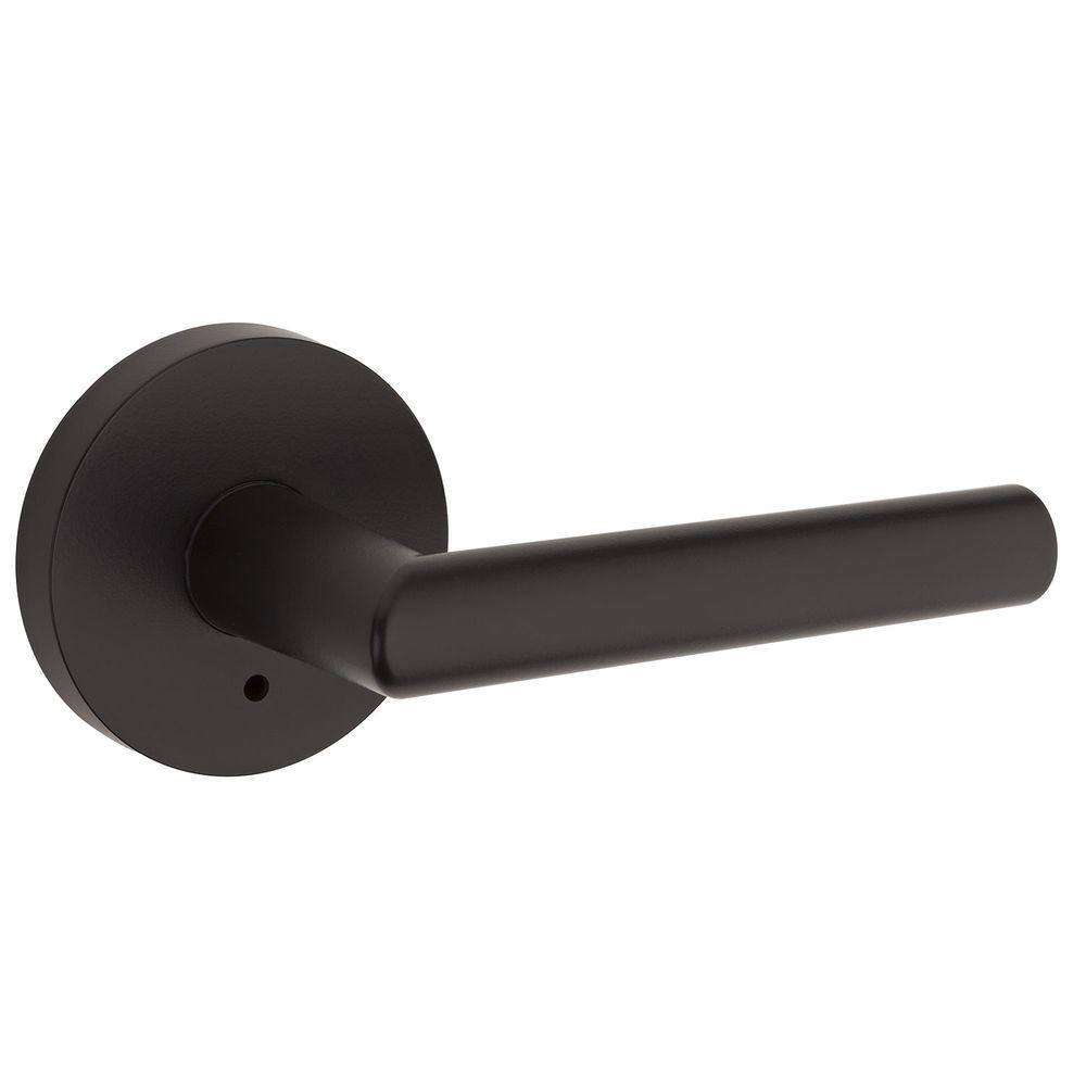 Kwikset Milan Matte Black Privacy BedBath Door Handle with Lock 155MIL RDT 514