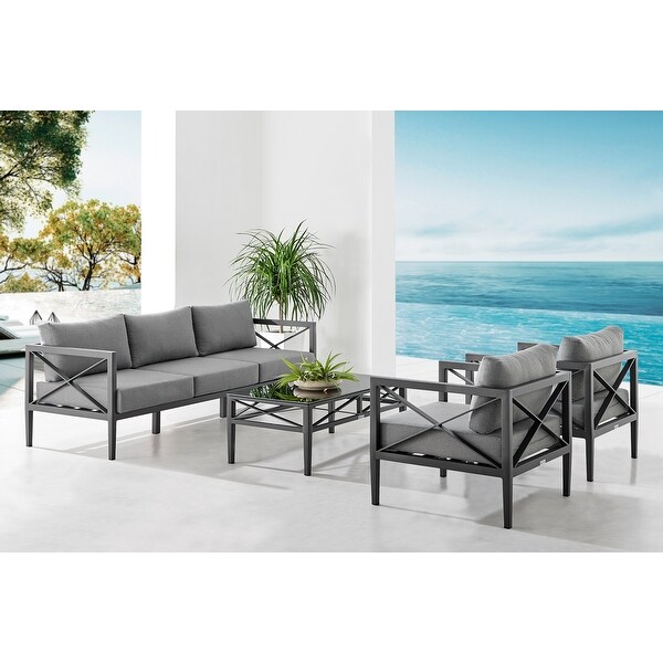 Sonoma Dark Gray Aluminum Outdoor Patio 4 Piece Deep Seating Conversation Set