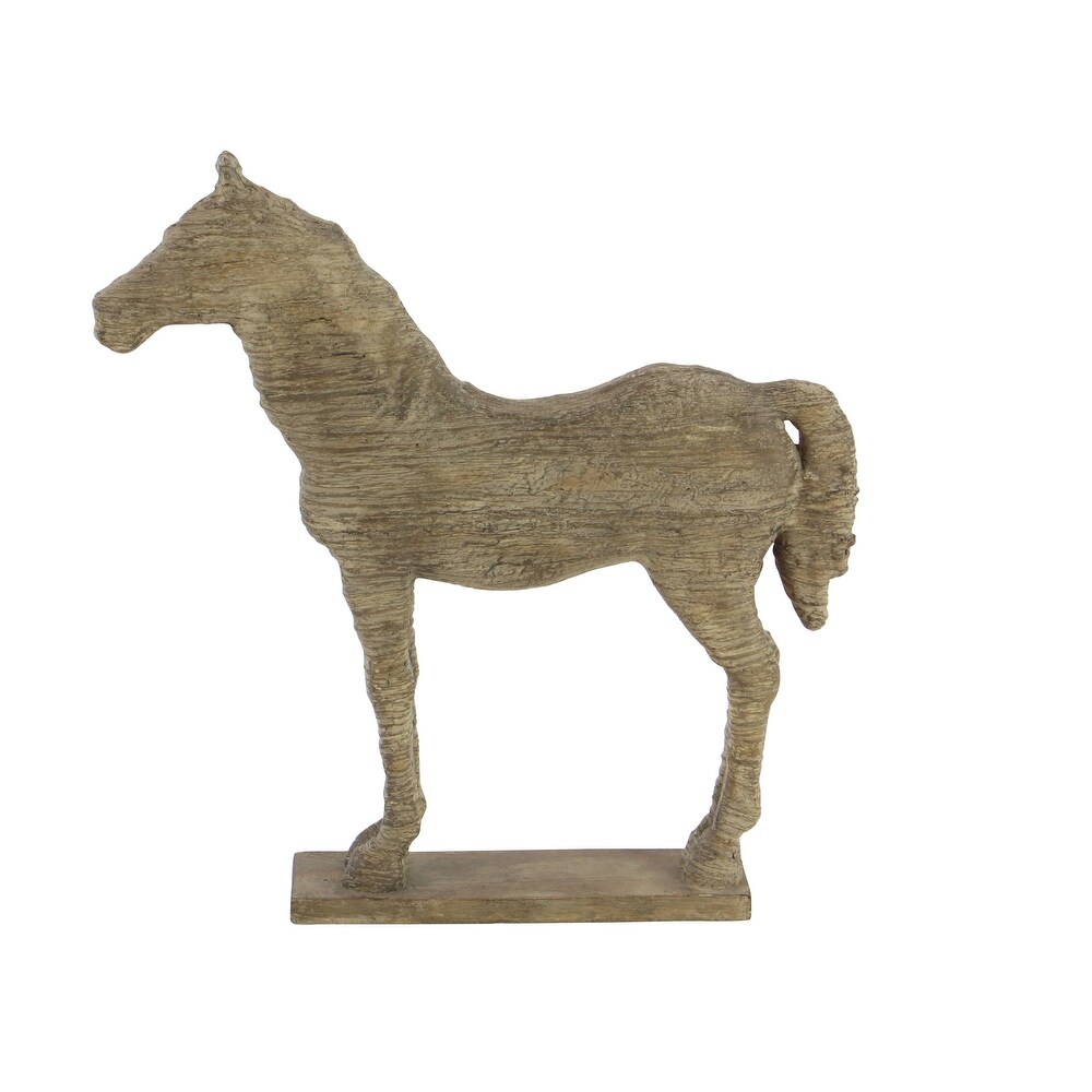 Beige Polystone Horse Sculpture   12 x 3 x 19