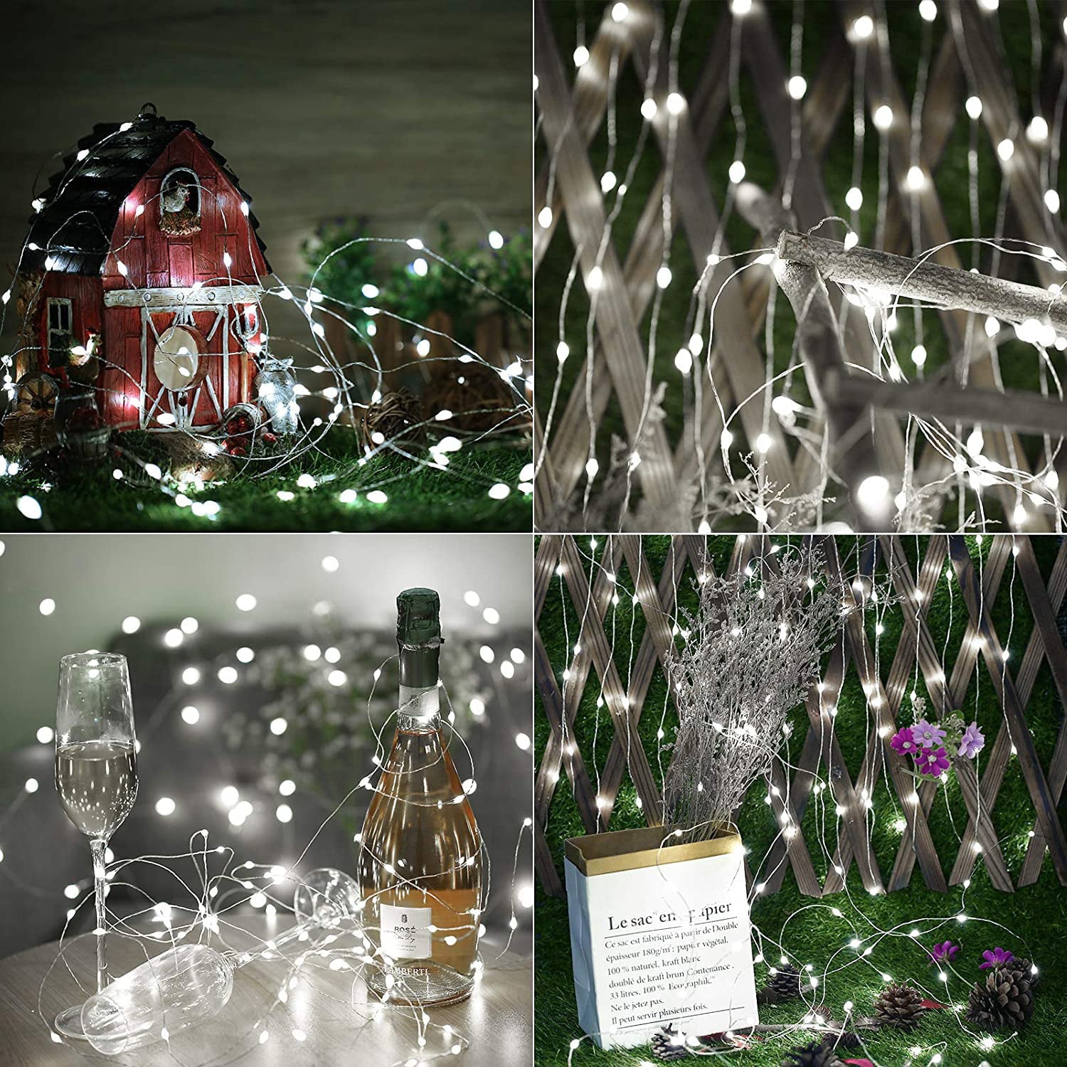 2 Pack 100LED Solar String Lights Outdoor Waterproof,33ft Solar Powered Outside Fairy Lights,Solar Christmas Lights with 8 Modes for Garden Patio Yard Decor,Cool White