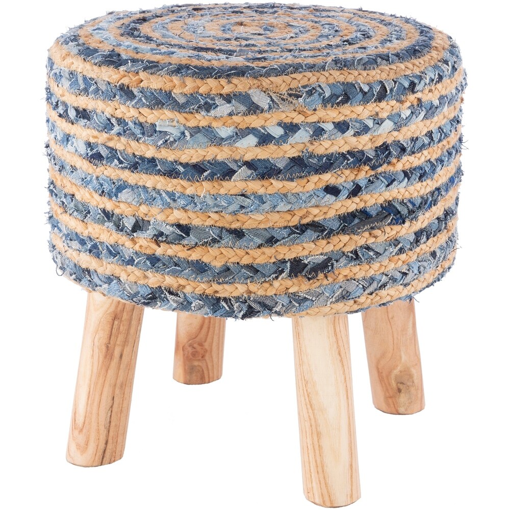 Artistic Weavers Baeley Hand Crafted Bohemian Jute and Wood Foot Stool