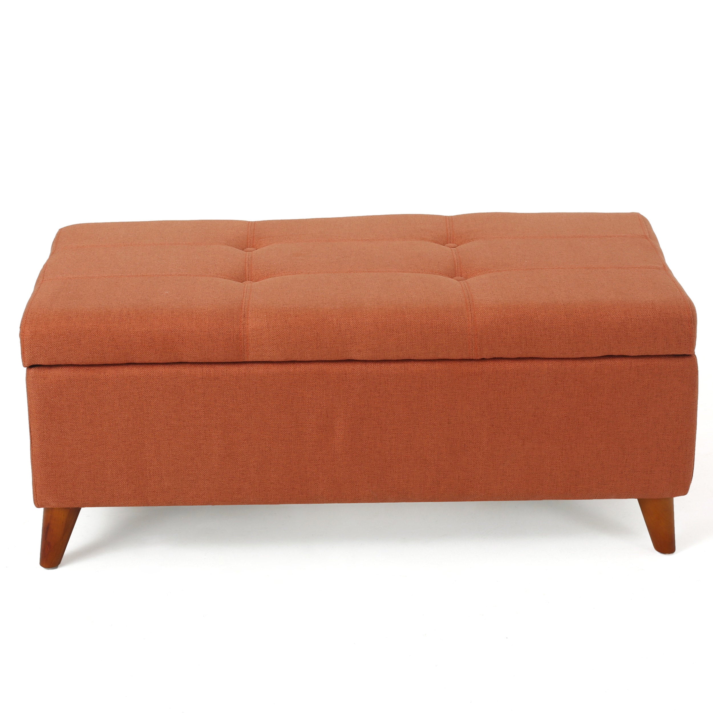 Etoney Mid-Century Modern Button Tufted Fabric Storage Ottoman Bench