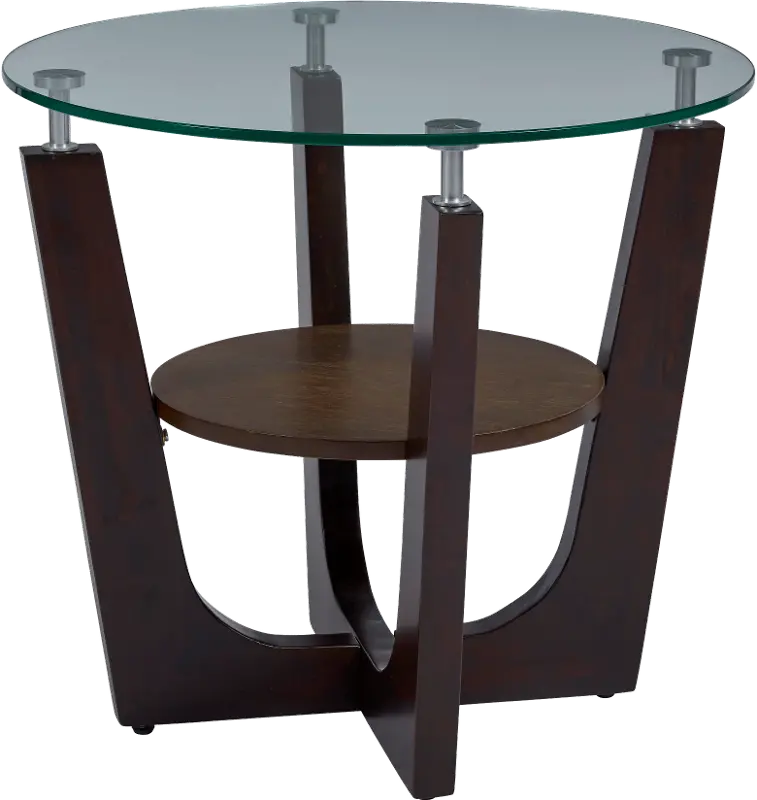 Four-Points Glass Espresso End Table