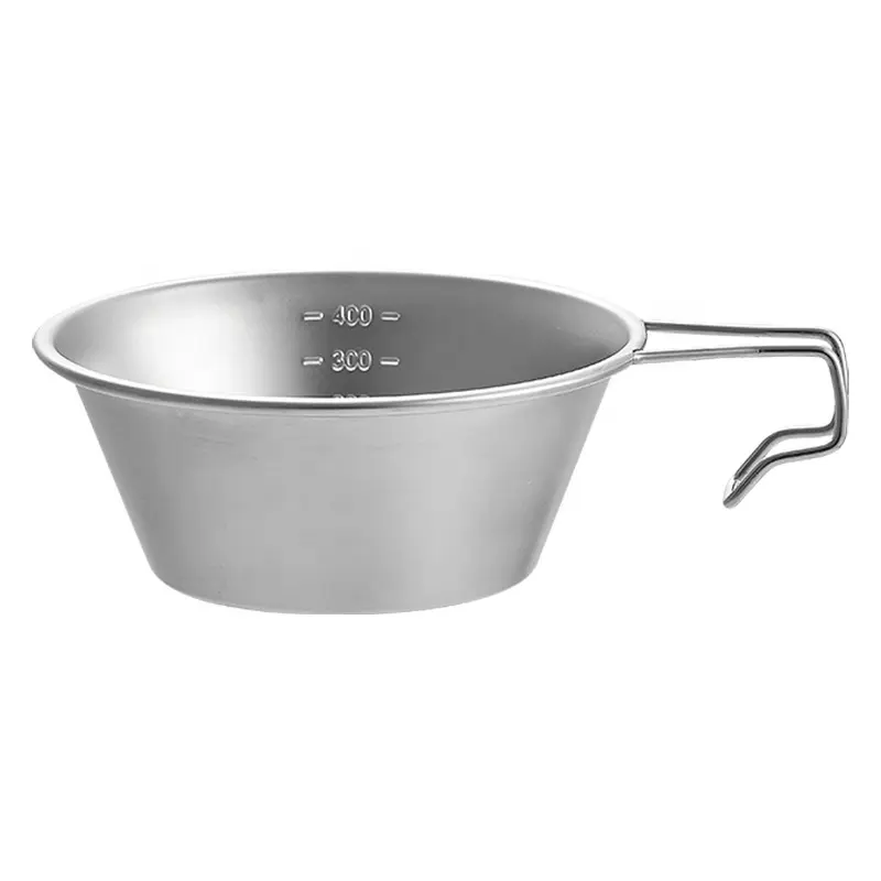 Outdoor Camping Hiking Stainless Steel 304 Picnic Climbing Water Cup Travel Barbecue Portable Bowl with Fixed Handle