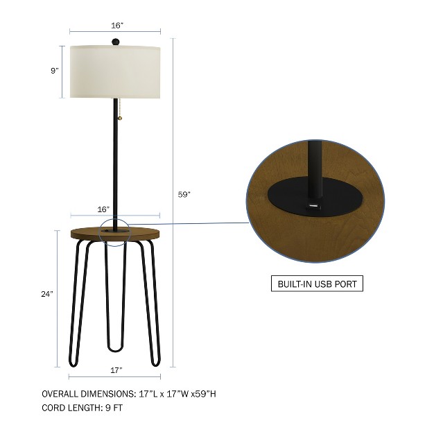 Hastings Home Floor Lamp With Table Shelves Usb Port And Hairpin Legs