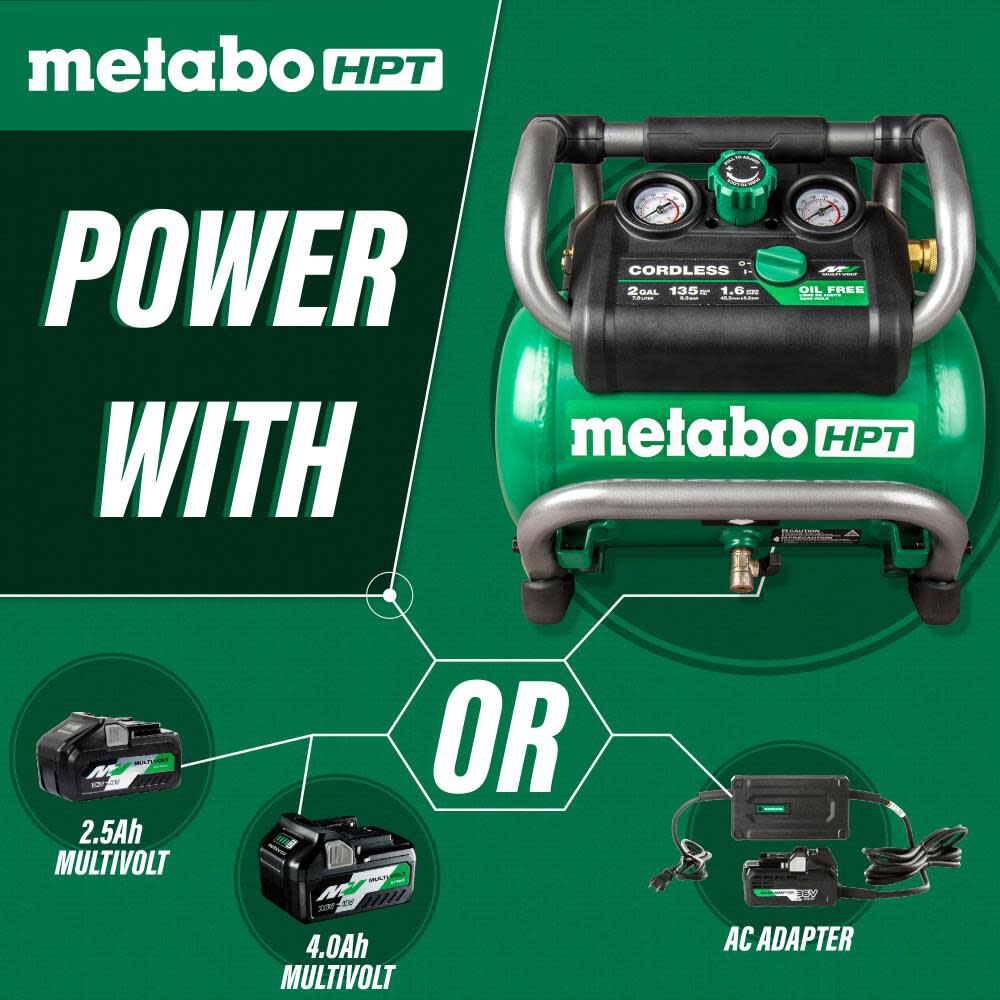 Metabo HPT 36V MultiVolt 2 Gallon Cordless Compressor EC36DAQ4M from Metabo HPT