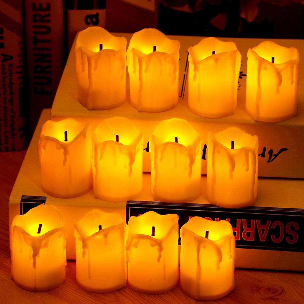 12pcs Yk5015 Flameless Led Candle Light Bright Flickering Bulb Battery Operated Tea Light With Realistic Flames Fake Candle For Birthday/wedding /chri