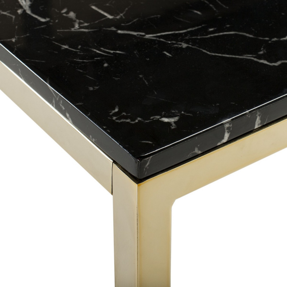 Halston Square End Table Black Marble/Brass   Contemporary   Side Tables And End Tables   by AED Luxury Home Decor  Houzz