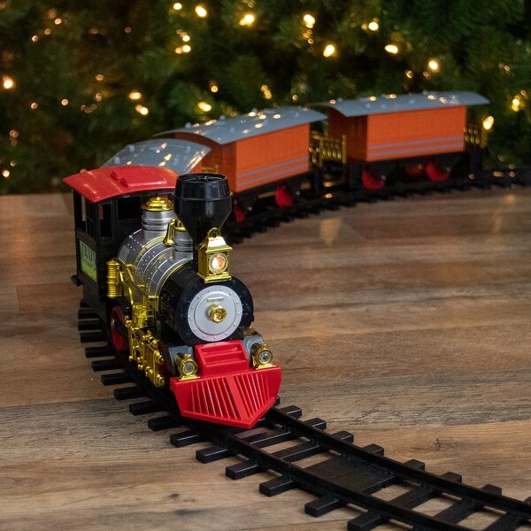 20Piece B/O Red Orange Animated Classic Christmas Train Set Sound