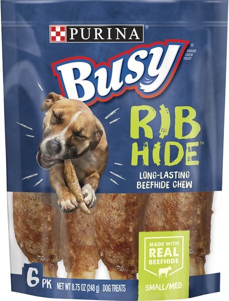 Purina Busy Bone Rib Hide， Long-Lasting Small/Medium Dog Treat