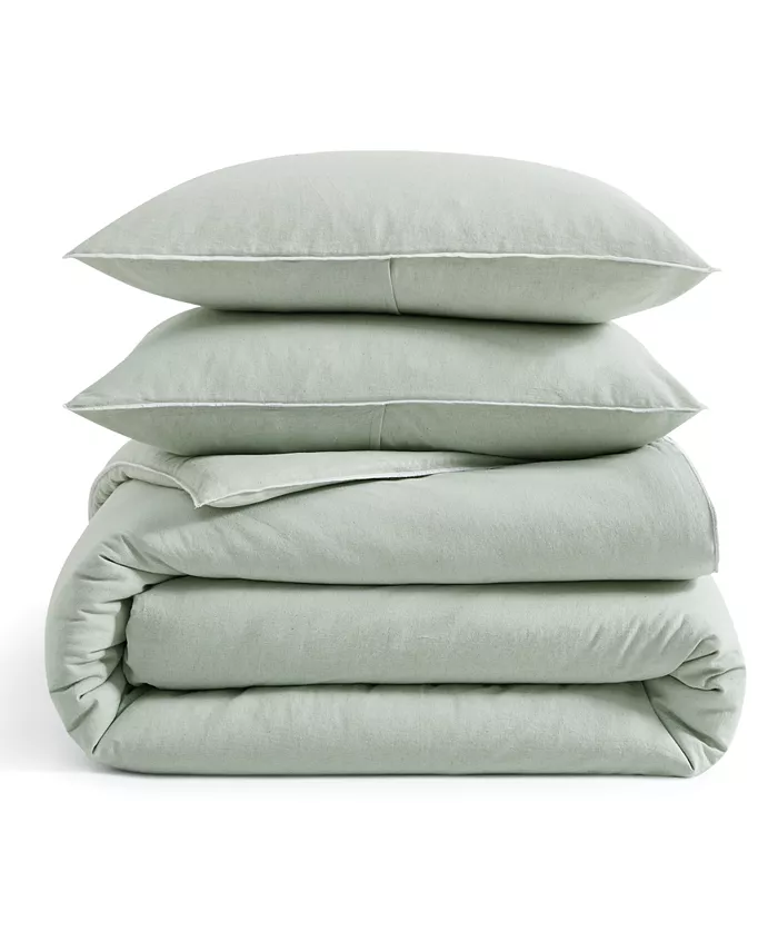 DKNY Pure Washed Linen 3-Piece Duvet Cover Set， Full Queen