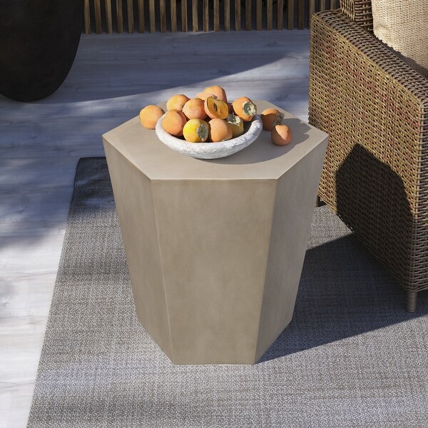 UPHA Outdoor 24inch Concrete Accent Side Table，Coffee Table