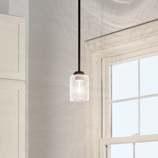 Kichler 44032OZ Winslow Olde Bronze Modern/Contemporary Seeded Glass Cylinder Mini Pendant Light