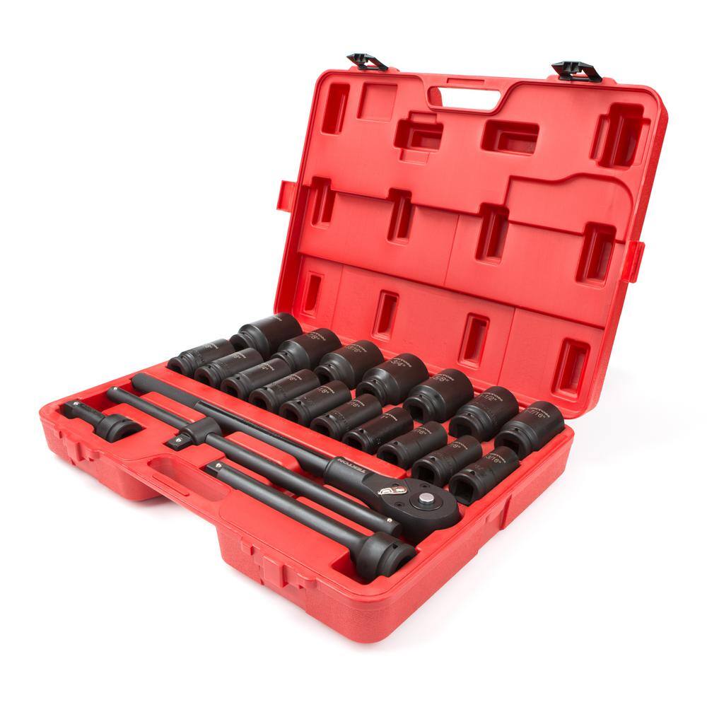 TEKTON 34 in. Drive 78-2 in. 6-Point Deep Impact Socket Set (22-Piece) 48995