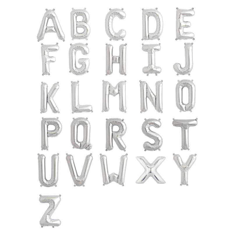 Shiny Metallic Silver Mylar Foil Alphabet 